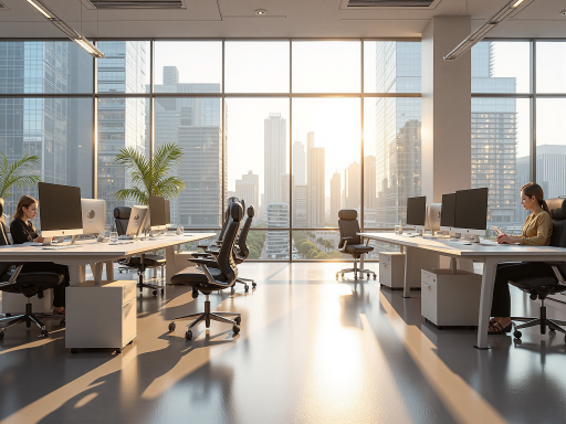 现代化科技公司办公室，年轻团队成员围坐讨论，桌上摆放笔记本电脑和文档，阳光透过落地窗洒入室内，营造积极向上的工作环境